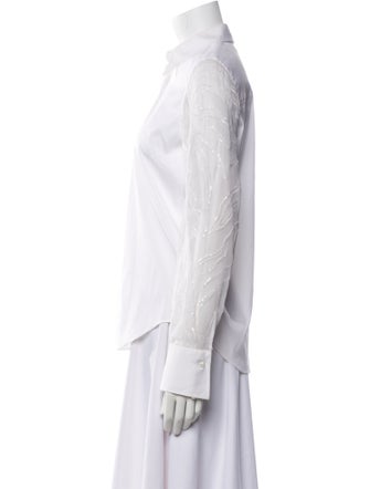 Brunello Cucinelli Long Sleeve Button-Up Top