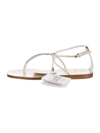 Brunello Cucinelli Leather T-Strap Sandals