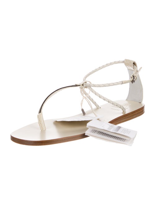 Brunello Cucinelli Leather T-Strap Sandals