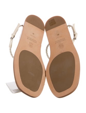Brunello Cucinelli Leather T-Strap Sandals