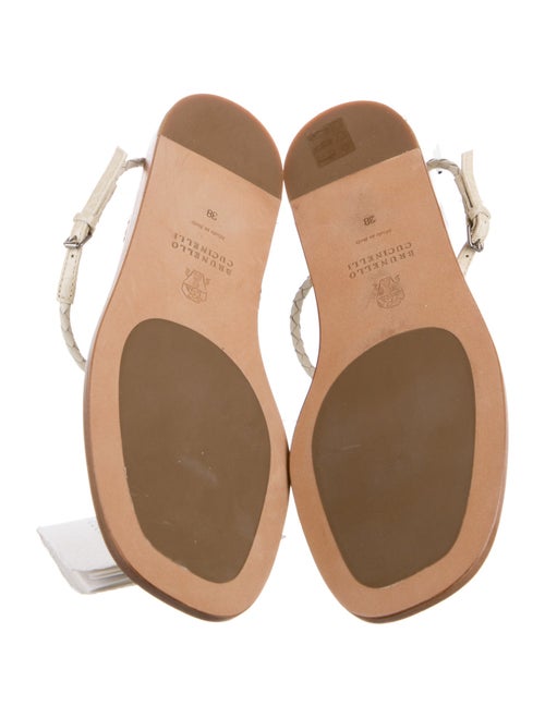 Brunello Cucinelli Leather T-Strap Sandals