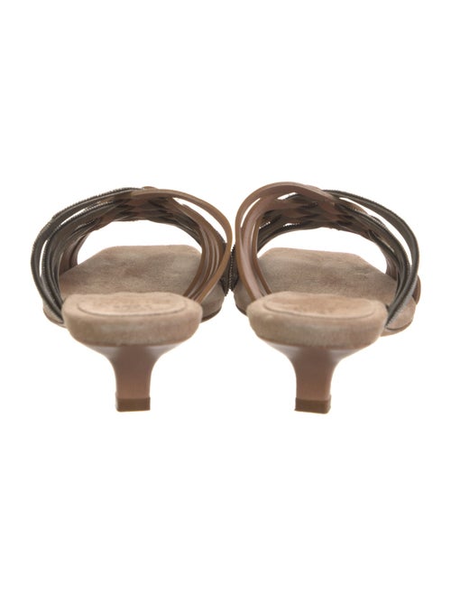 Brunello Cucinelli Leather Colorblock Pattern Slides