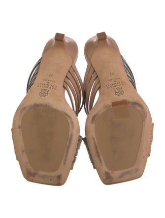 Brunello Cucinelli Leather Colorblock Pattern Slides