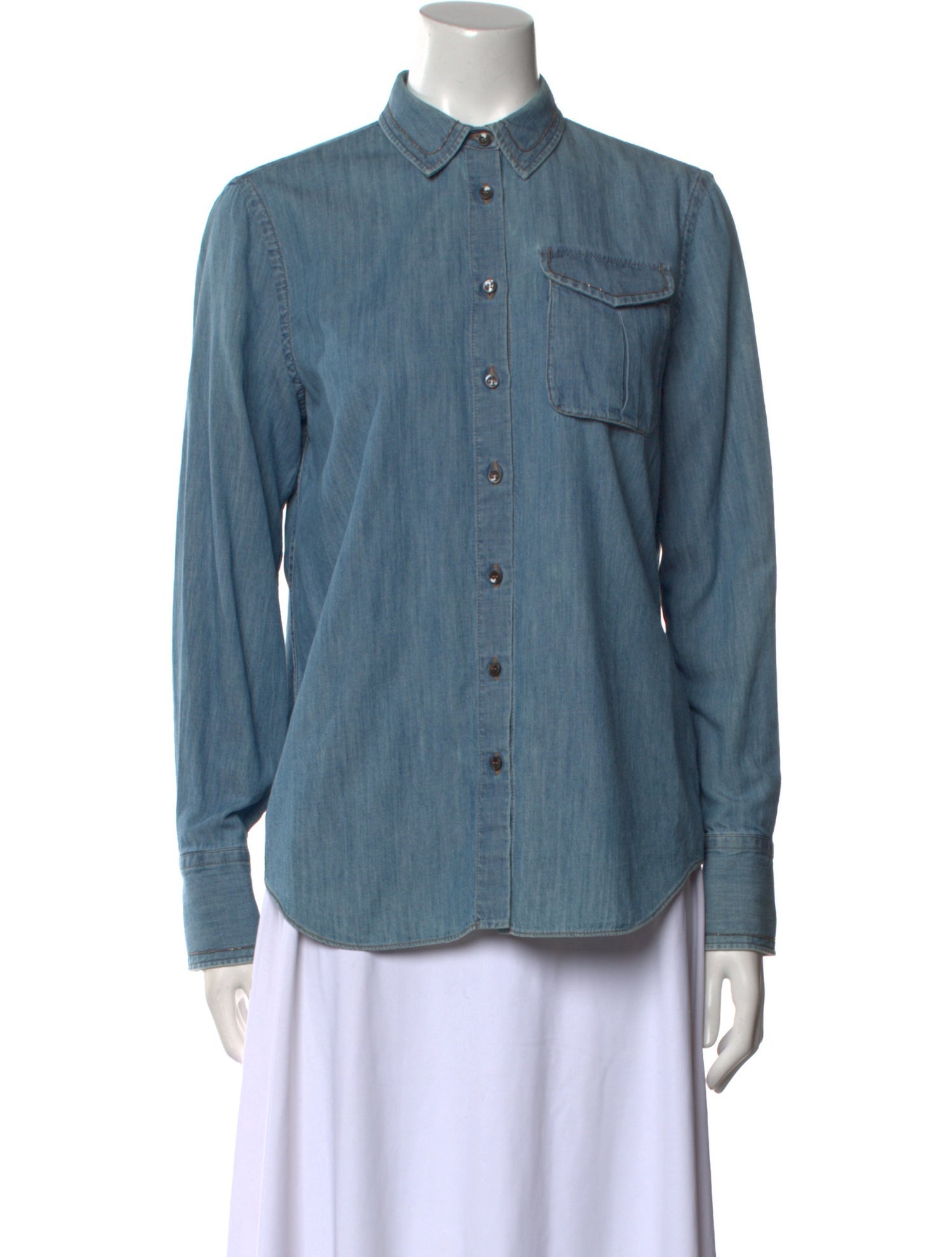 Brunello Cucinelli Long Sleeve Button-Up Top