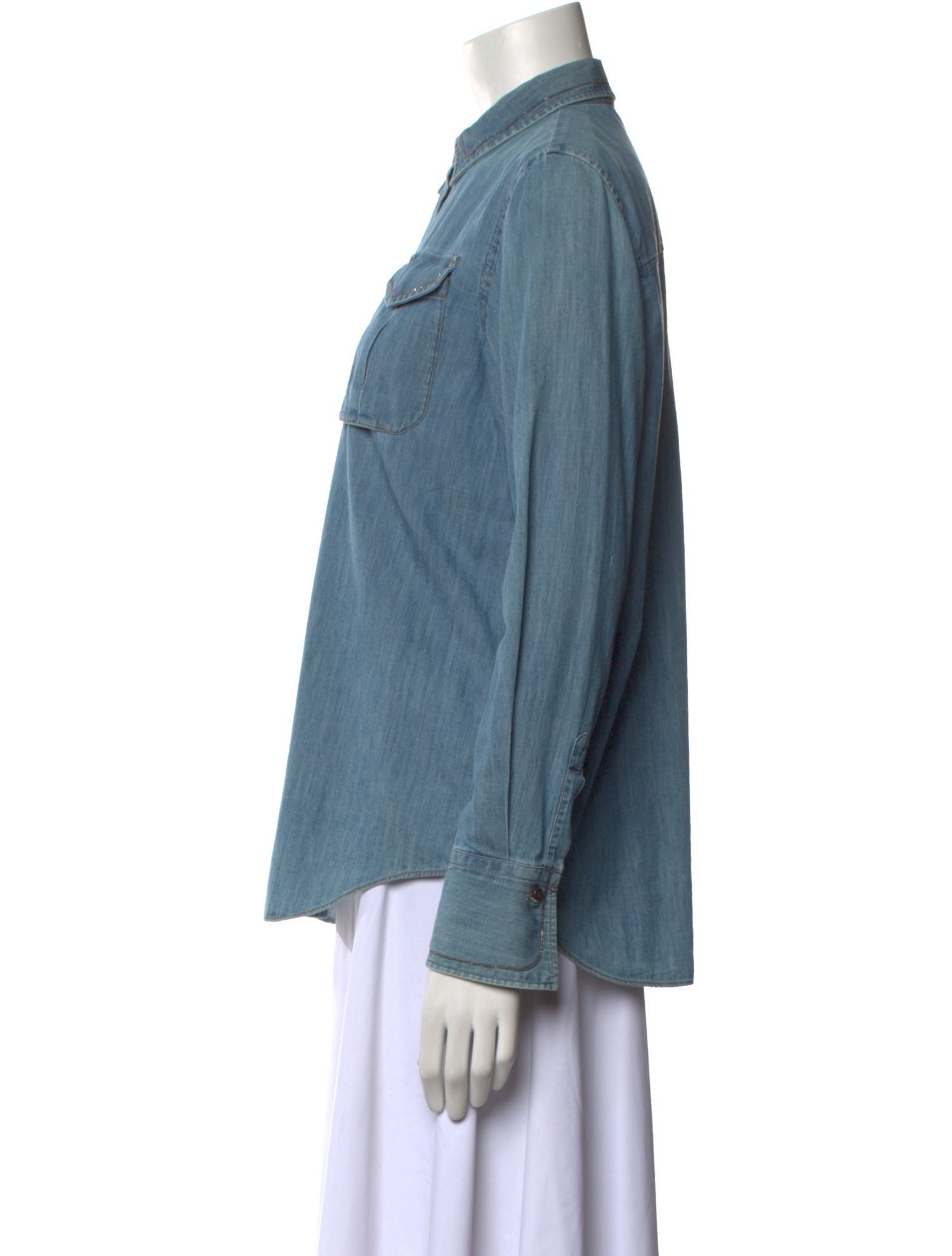 Brunello Cucinelli Long Sleeve Button-Up Top