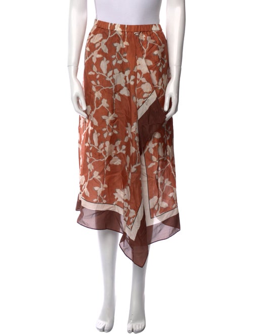 Brunello Cucinelli Silk Midi Length Skirt