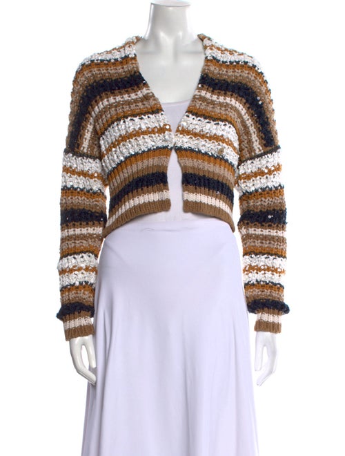 Brunello Cucinelli Striped V-Neck Sweater