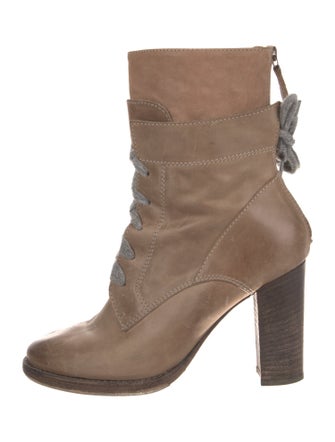Brunello Cucinelli Leather Lace-Up Boots