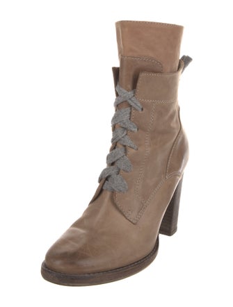 Brunello Cucinelli Leather Lace-Up Boots
