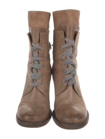Brunello Cucinelli Leather Lace-Up Boots
