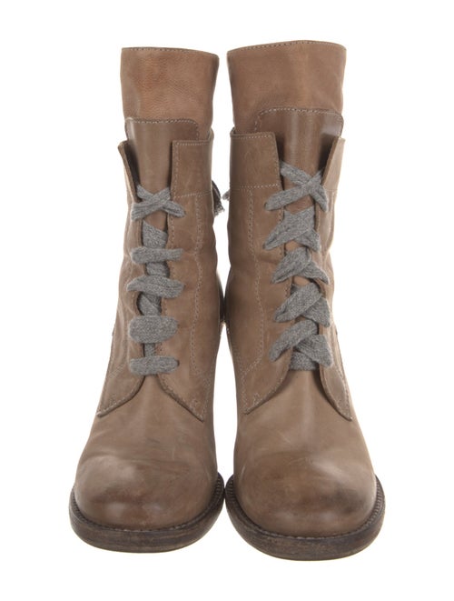 Brunello Cucinelli Leather Lace-Up Boots