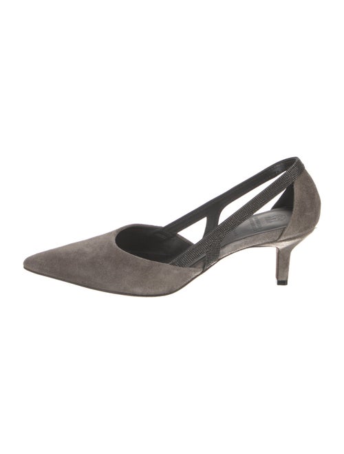 Brunello Cucinelli Monili Suede Slingback Pumps
