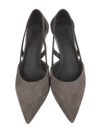 Brunello Cucinelli Monili Suede Slingback Pumps