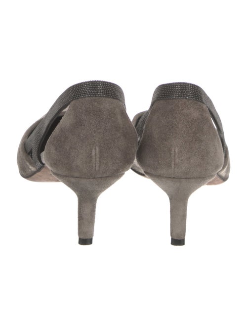 Brunello Cucinelli Monili Suede Slingback Pumps