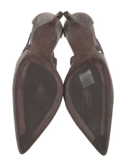 Brunello Cucinelli Monili Suede Slingback Pumps