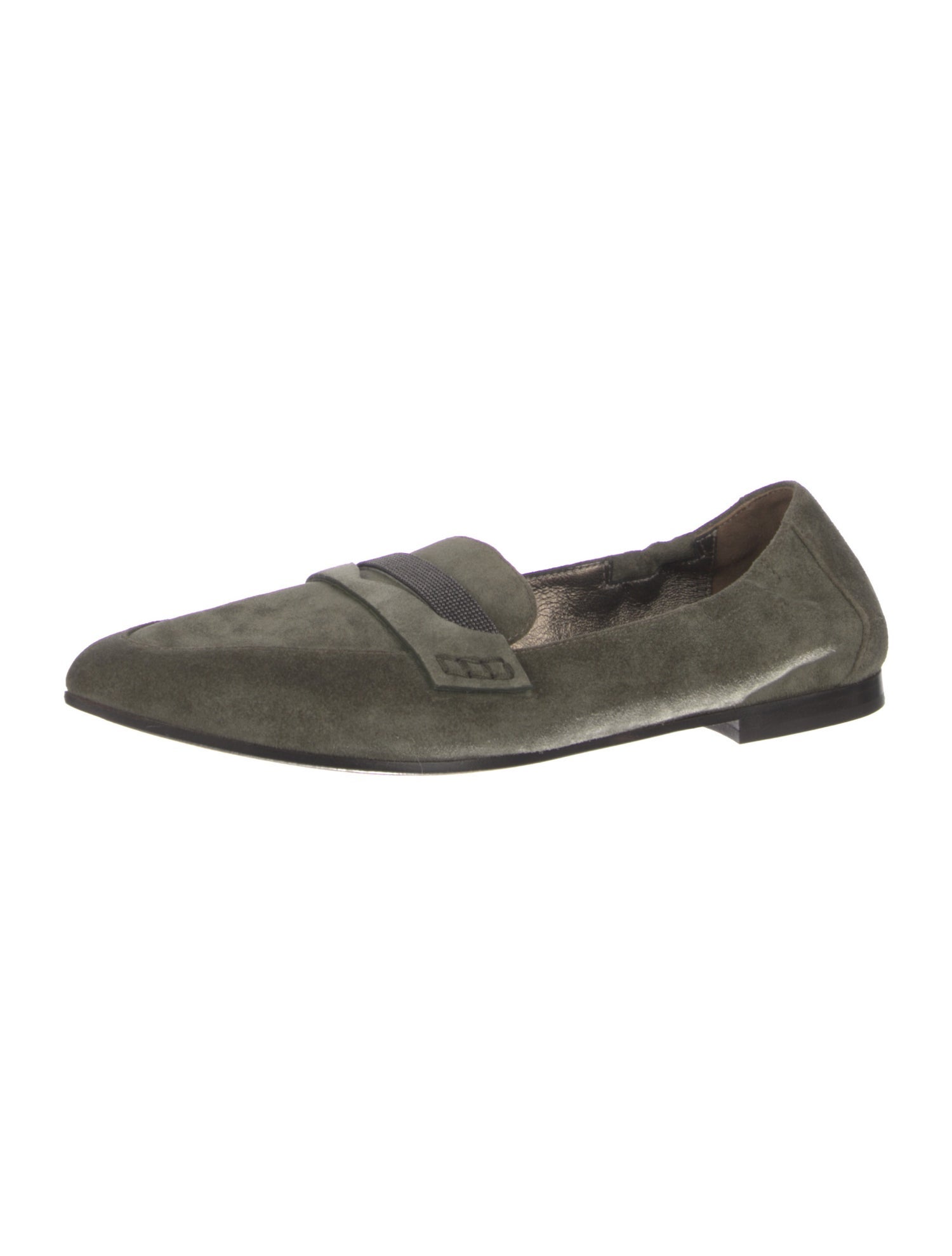 Brunello Cucinelli Suede Beaded Accents Loafers