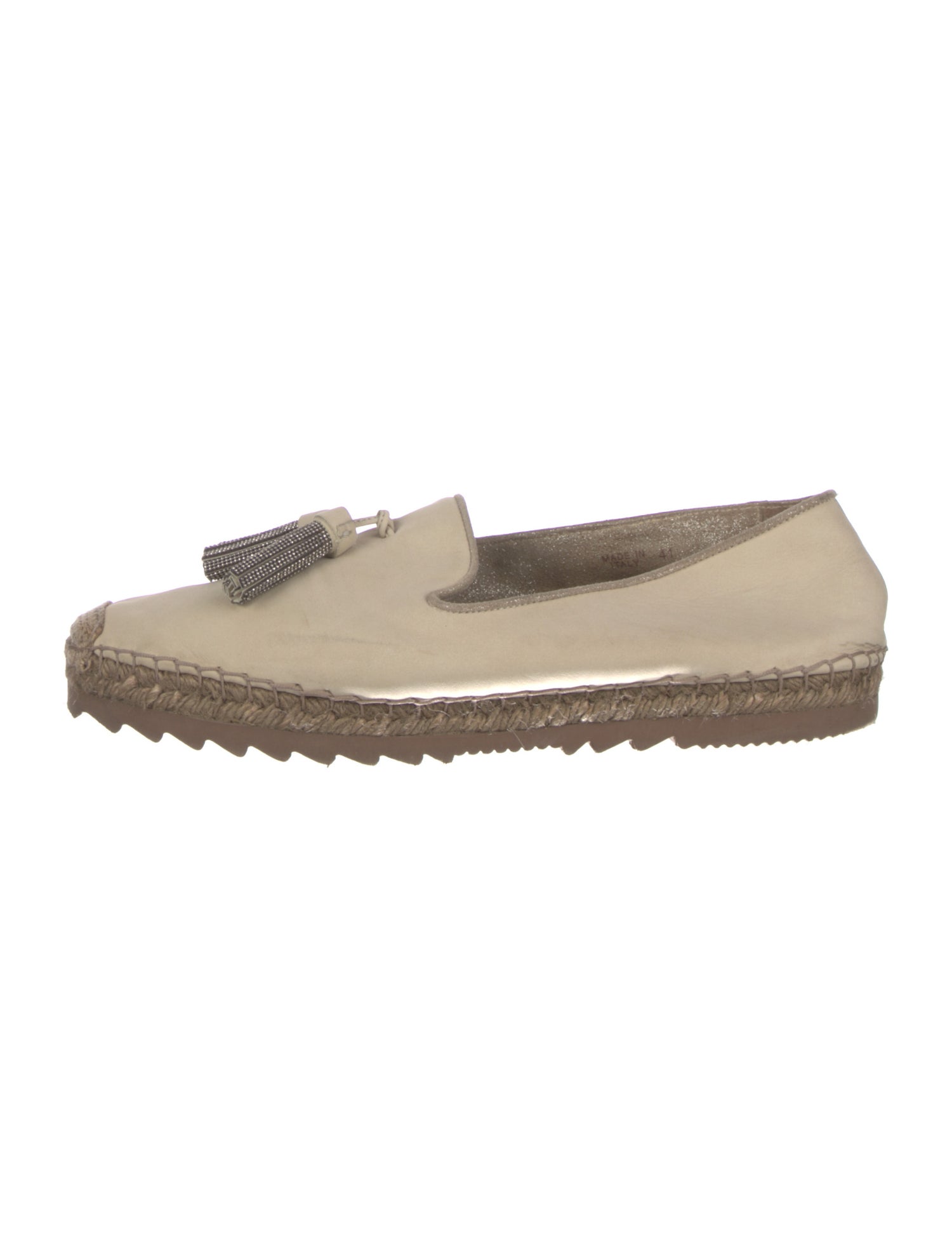 Brunello Cucinelli Monili Leather Espadrilles