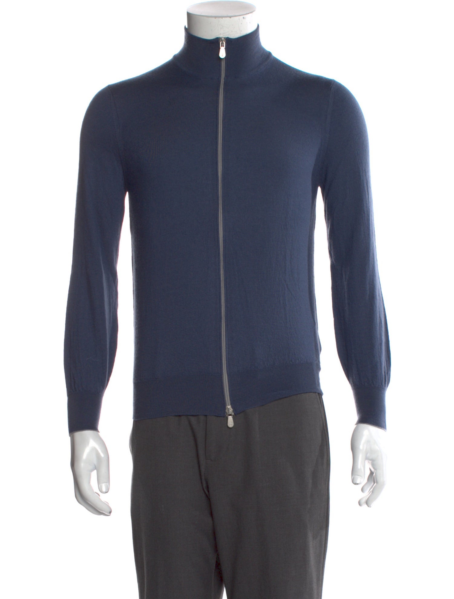 Brunello Cucinelli Virgin Wool Mock Neck Cardigan