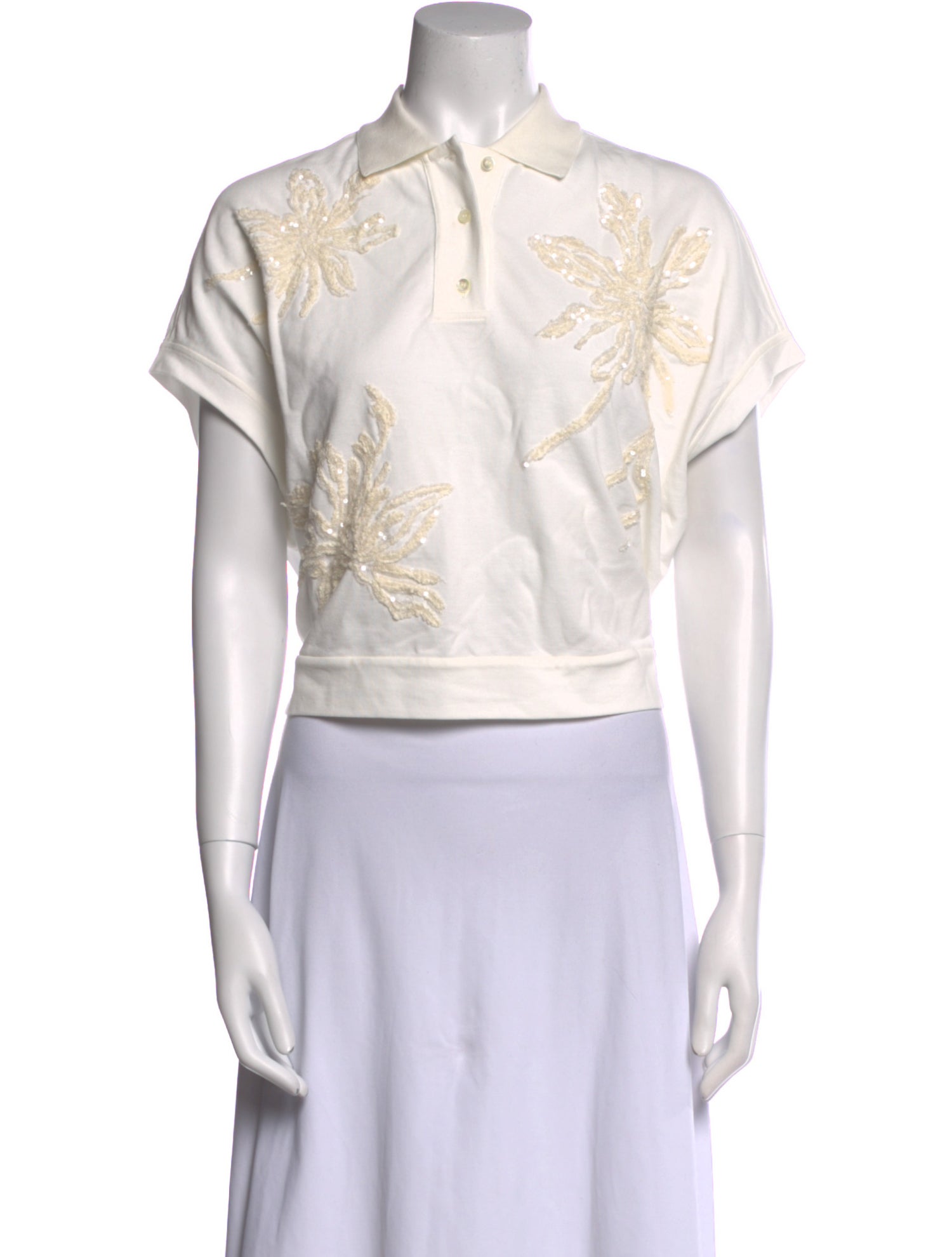 Brunello Cucinelli Printed Short Sleeve Crop Top w/ Tags