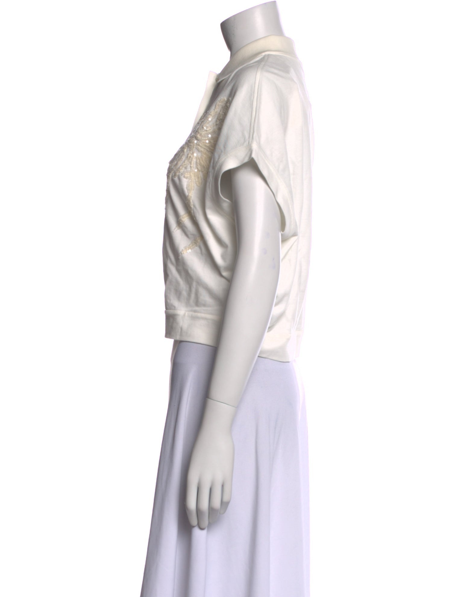 Brunello Cucinelli Printed Short Sleeve Crop Top w/ Tags