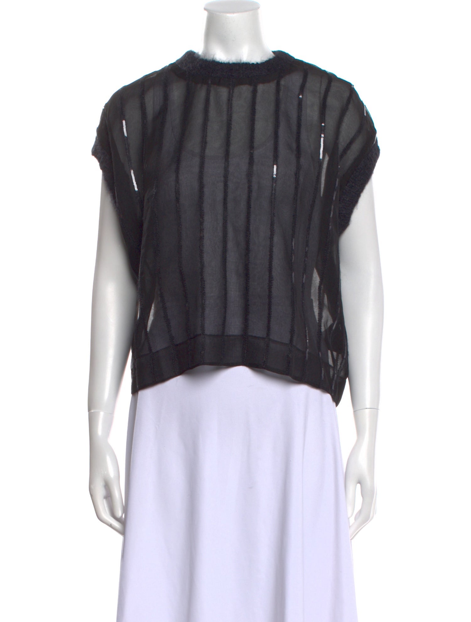 Brunello Cucinelli Silk Crew Neck Crop Top