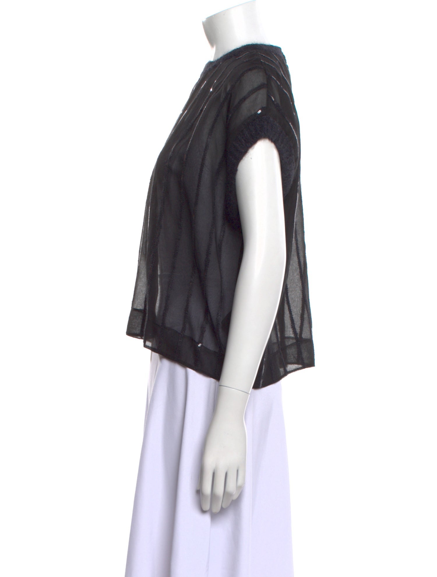 Brunello Cucinelli Silk Crew Neck Crop Top