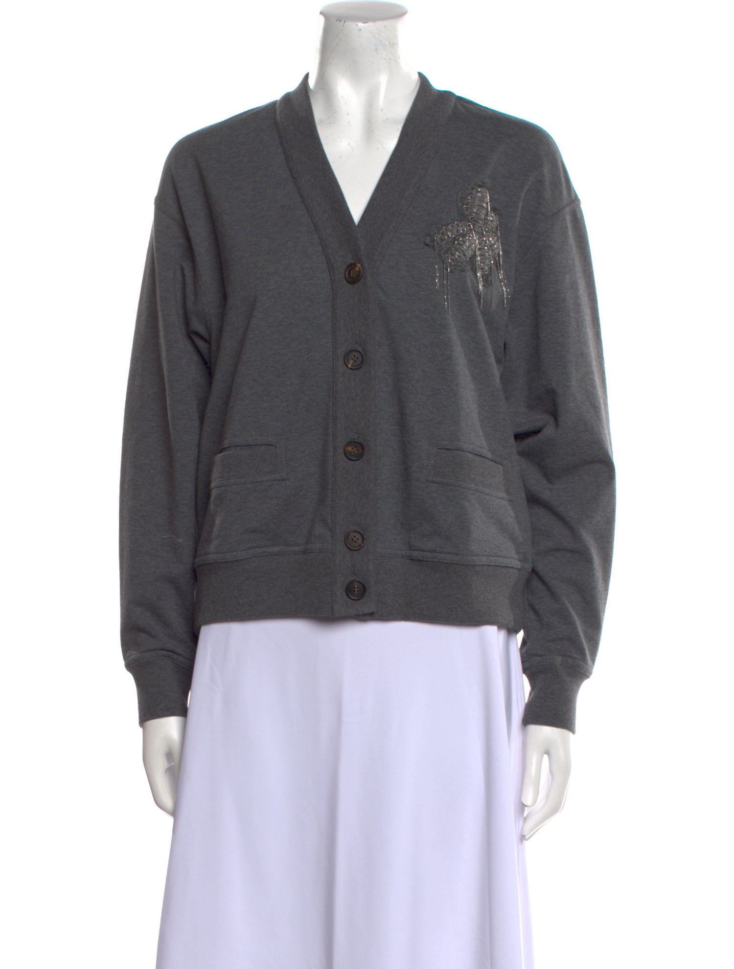 Brunello Cucinelli V-Neck Long Sleeve Sweatshirt