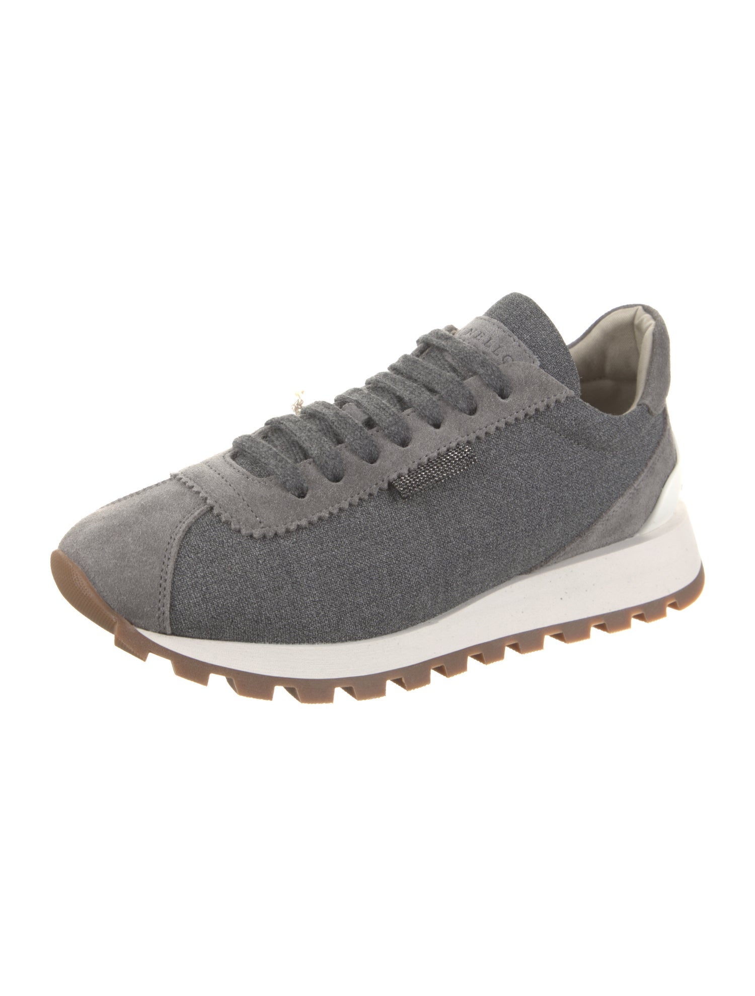 Brunello Cucinelli Canvas Studded Accents Athletic Sneakers