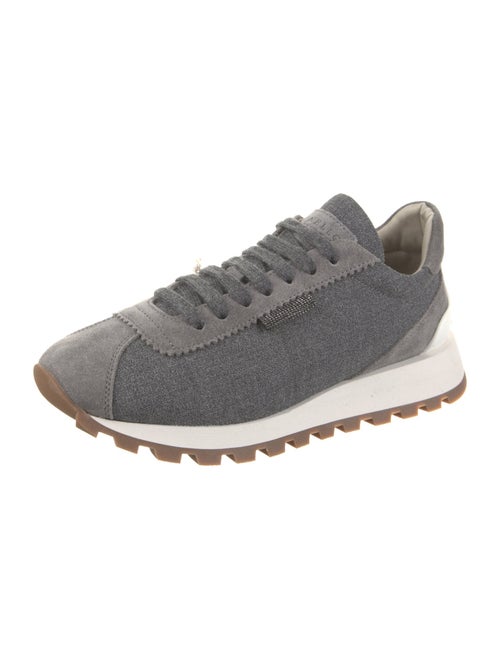 Brunello Cucinelli Canvas Studded Accents Athletic Sneakers