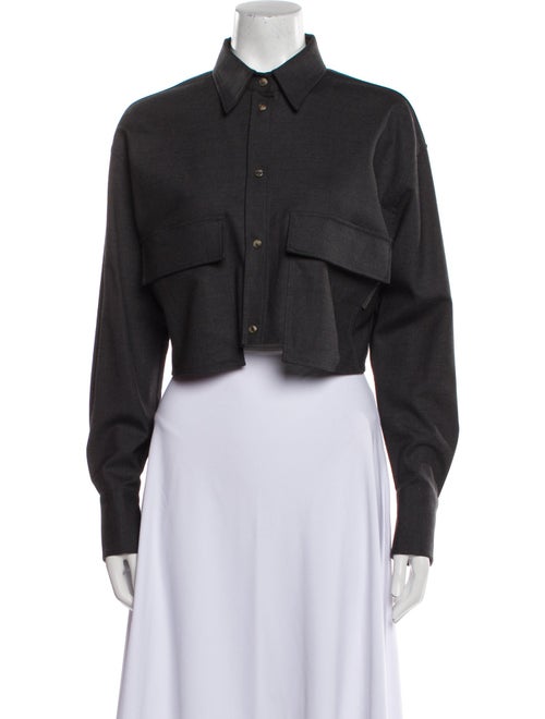 Brunello Cucinelli Virgin Wool Long Sleeve Crop Top