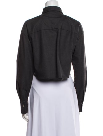 Brunello Cucinelli Virgin Wool Long Sleeve Crop Top
