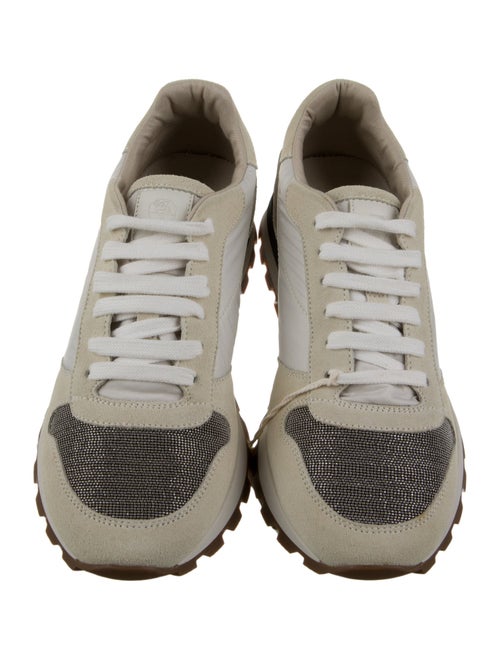 Brunello Cucinelli Suede Colorblock Pattern Sneakers