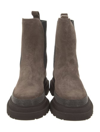 Brunello Cucinelli Suede Studded Accents Chelsea Boots