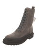 Brunello Cucinelli Suede Studded Accents Combat Boots
