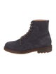 Brunello Cucinelli Suede Leather Trim Embellishment Hiking Boots