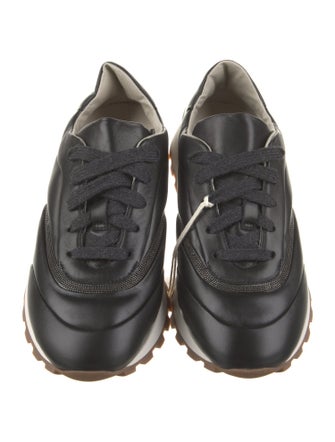 Brunello Cucinelli Leather Studded Accents Sneakers