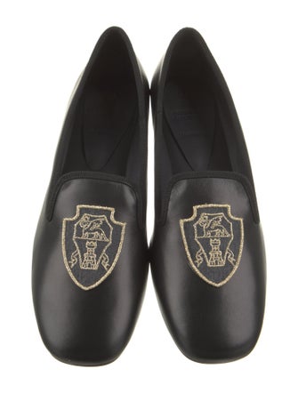 Brunello Cucinelli Leather Embroidered Accent Loafers