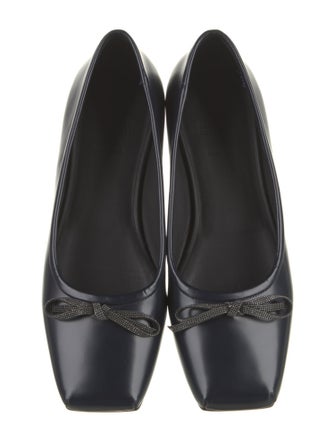 Brunello Cucinelli Leather Bow Accents Ballet Flats