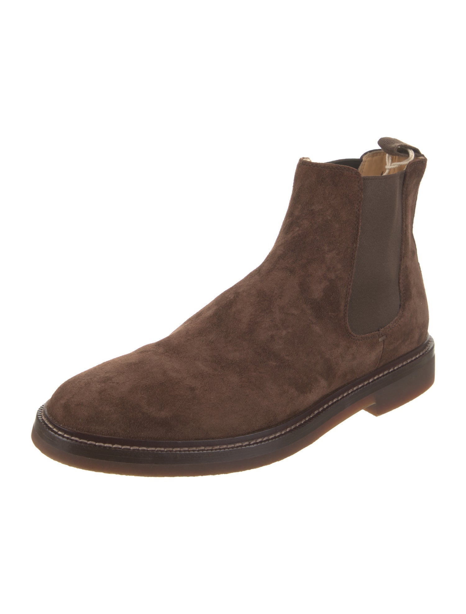 Brunello Cucinelli Suede Leather Trim Embellishment Chelsea Boots