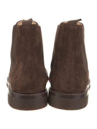 Brunello Cucinelli Suede Leather Trim Embellishment Chelsea Boots