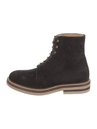 Brunello Cucinelli Suede Leather Trim Embellishment Hiking Boots