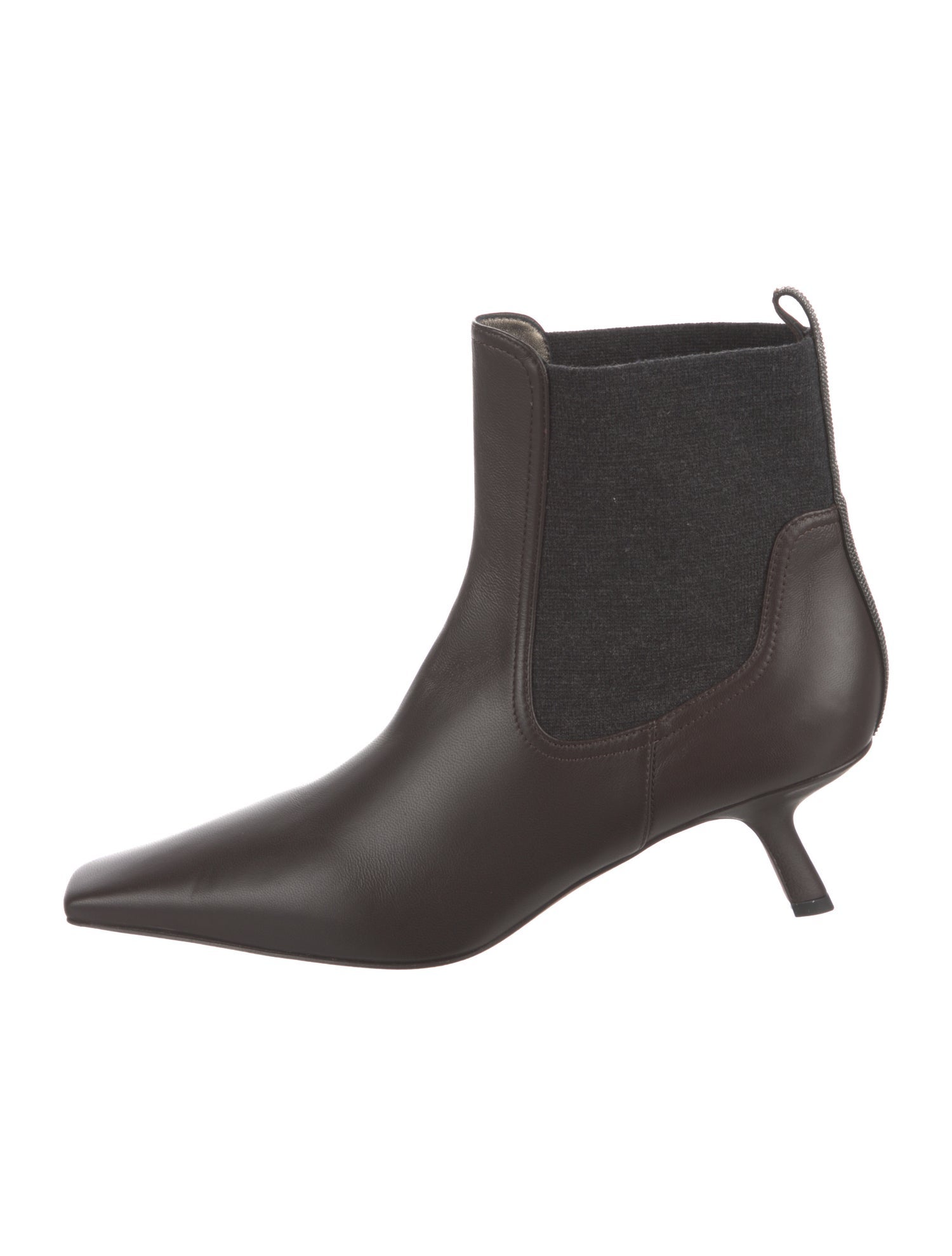 Brunello Cucinelli Leather Beaded Accents Chelsea Boots