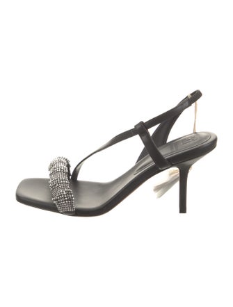 Brunello Cucinelli Leather Printed Slingback Sandals