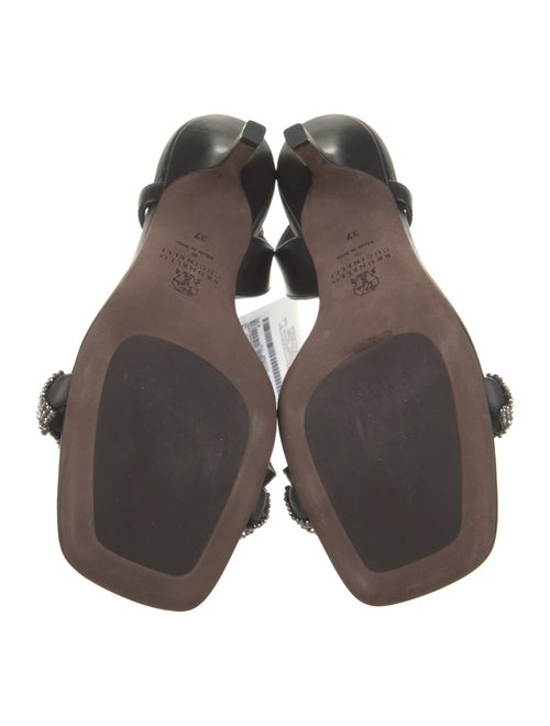 Brunello Cucinelli Leather Printed Slingback Sandals