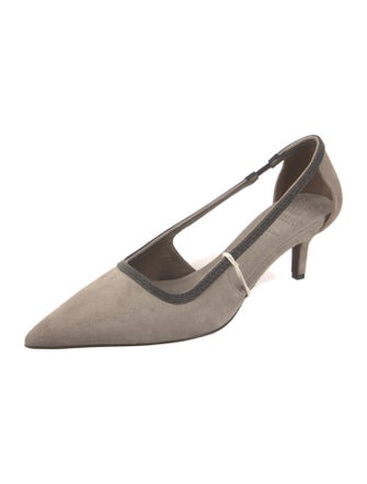 Brunello Cucinelli Suede Printed Slingback Pumps