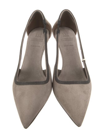 Brunello Cucinelli Suede Printed Slingback Pumps