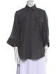 Brunello Cucinelli Virgin Wool Long Sleeve Button-Up Top