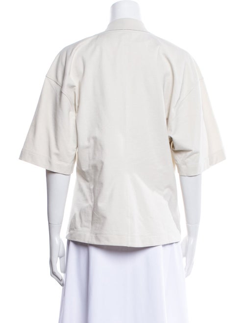 Brunello Cucinelli V-Neck Three-Quarter Sleeve Button-Up Top