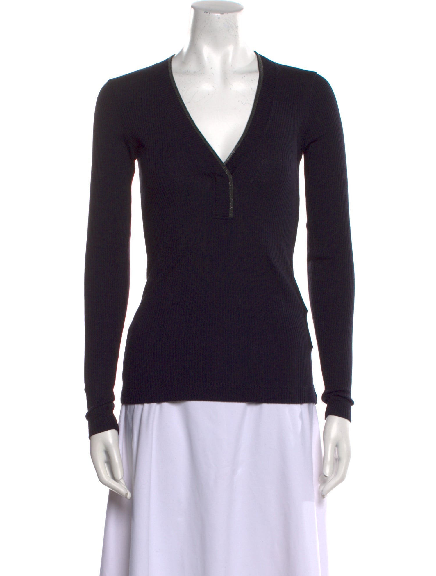 Brunello Cucinelli Wool V-Neck Top