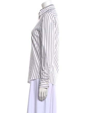 Brunello Cucinelli Striped Long Sleeve Button-Up Top